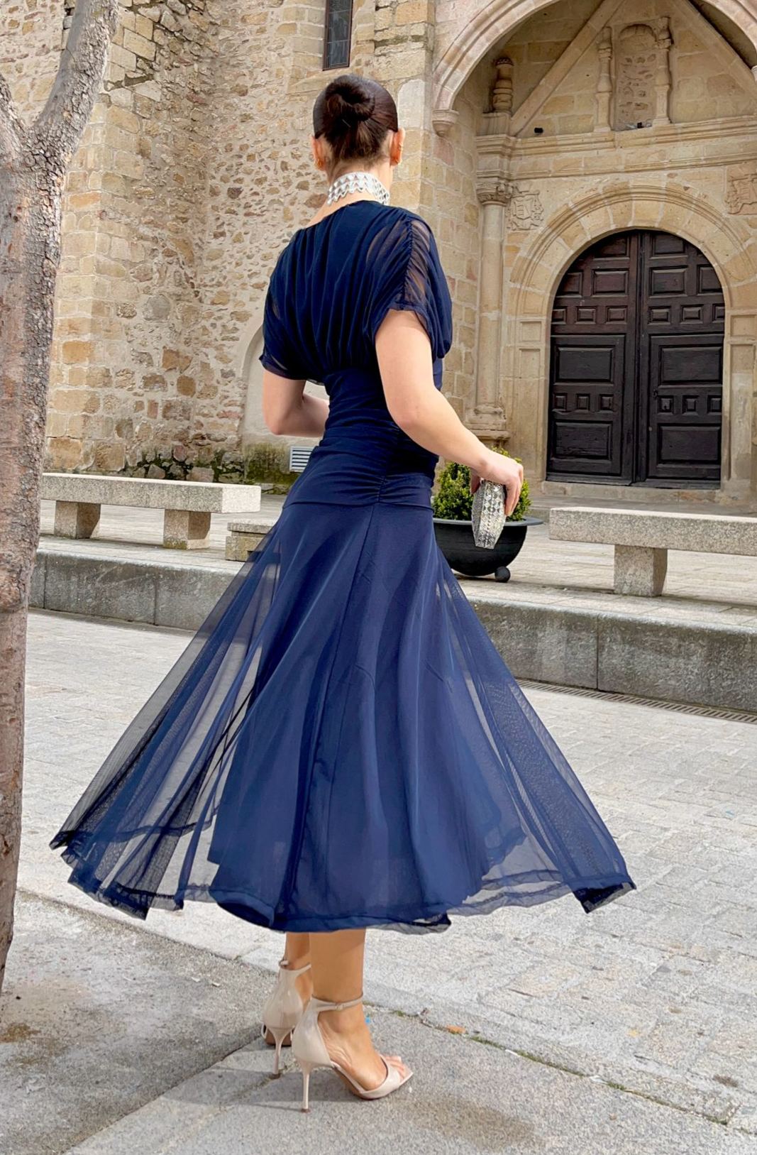 Ethereal Whisper Navy Blue Dress