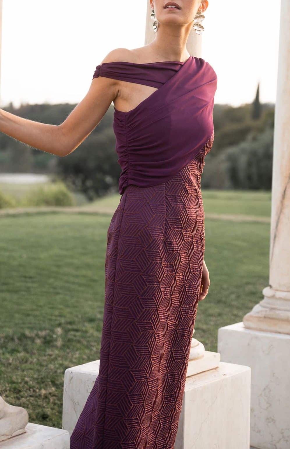 Asymmetric Patchwork Jacquard Dress