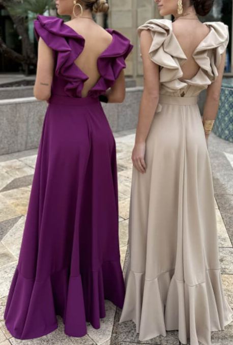 Backless ruffled dress