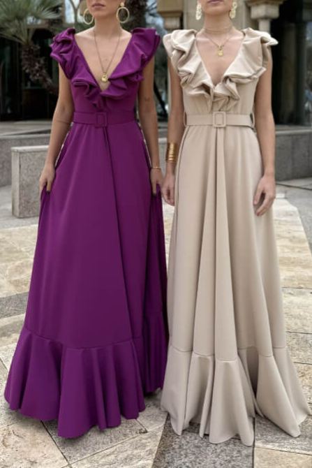 Backless ruffled dress