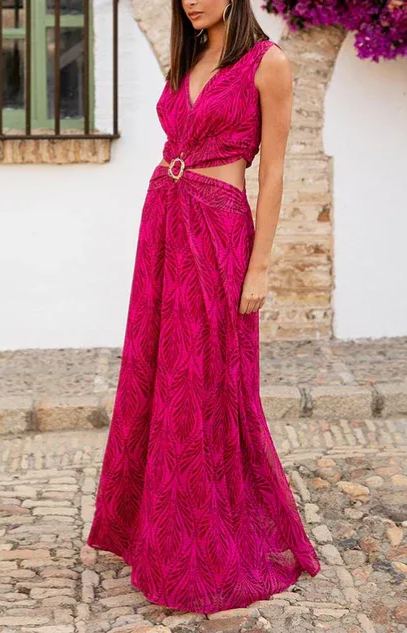 Cutout Waist Maxi Dress