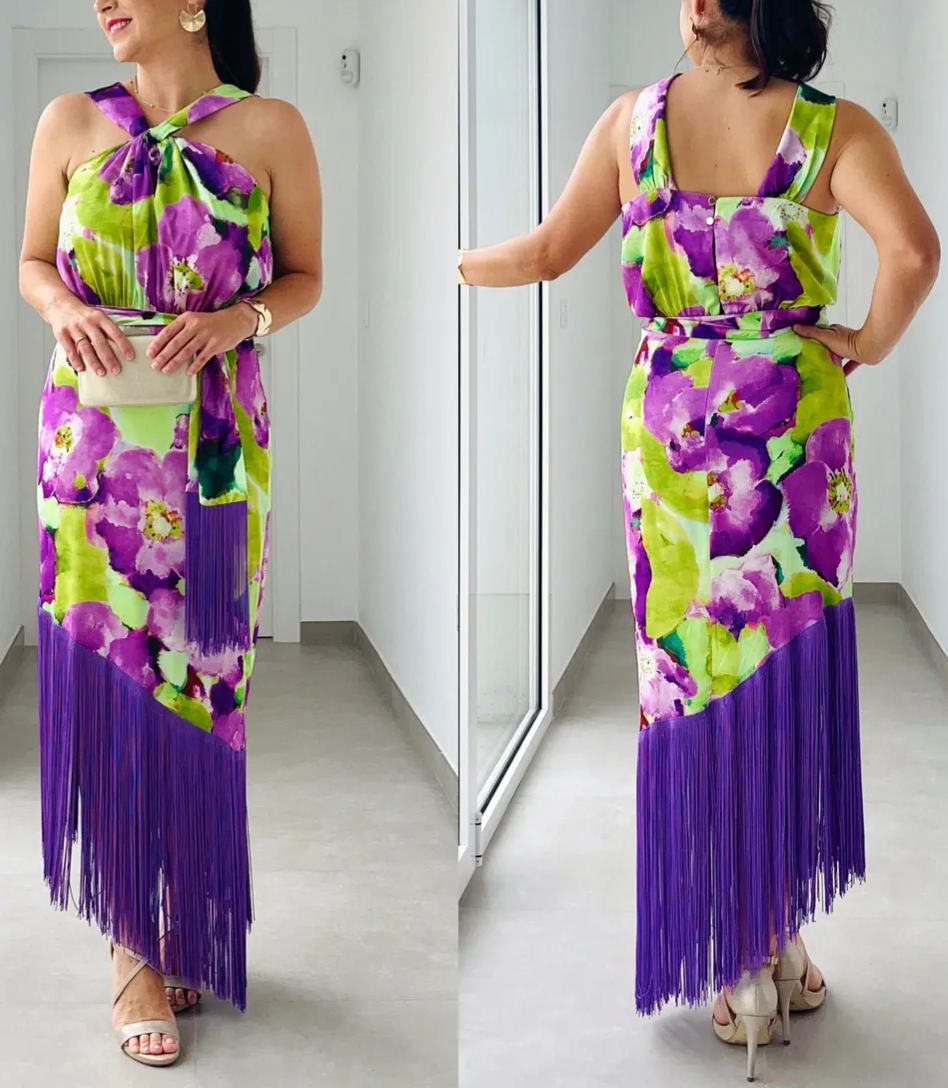 Strapless Fringe Belt Dress