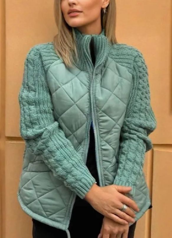 Knit Patchwork Puffer Jacket