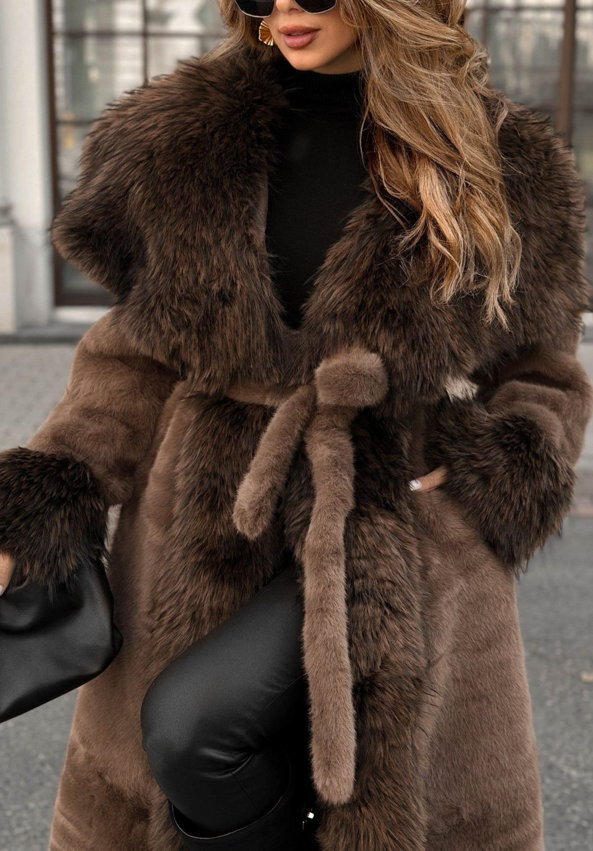 Long fur-trimmed coat