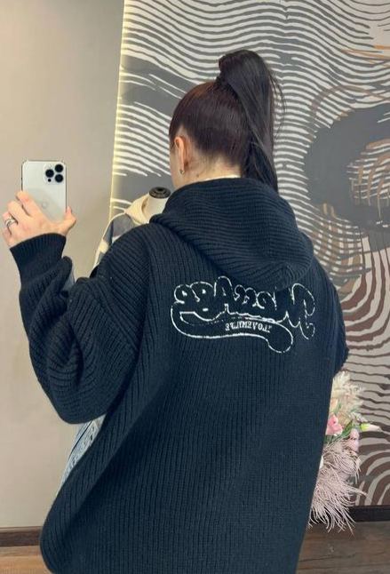 Denim and Knit Patchwork Hooded Jacket