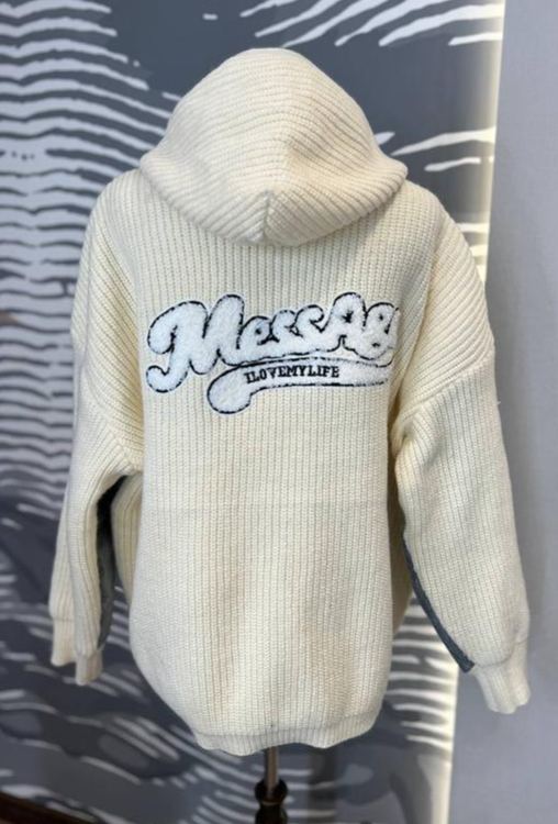 Denim and Knit Patchwork Hooded Jacket