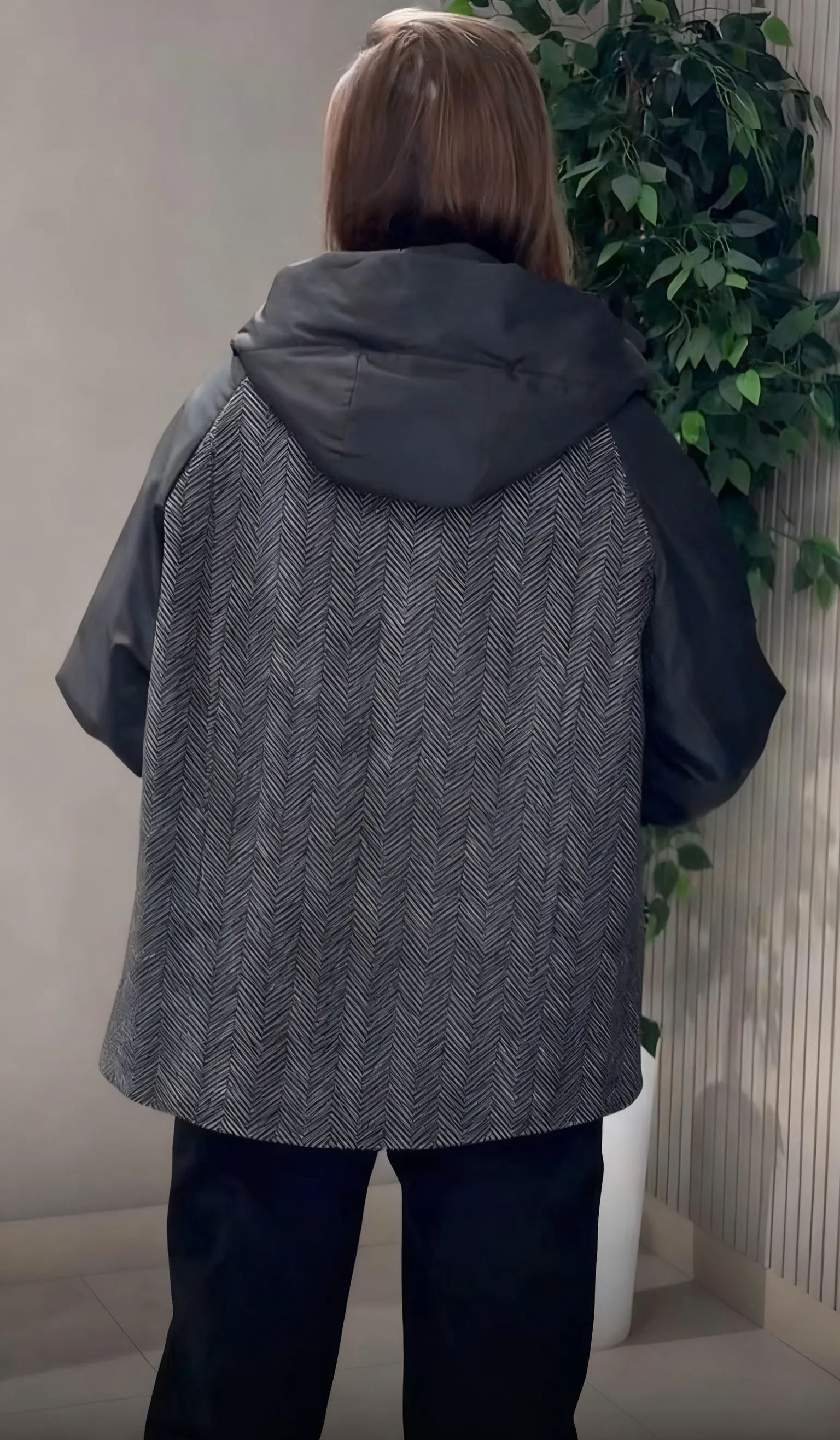 Herringbone and Nylon Hybrid Jacket