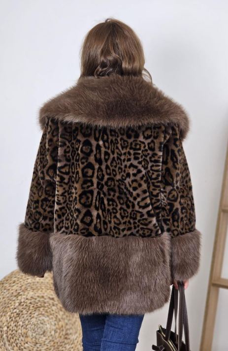 Leopard - Print Faux Fur Coat