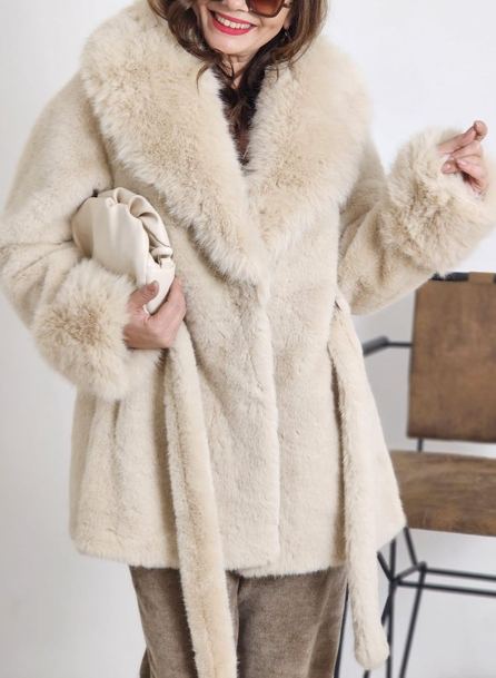 Belted Faux Fur Coat