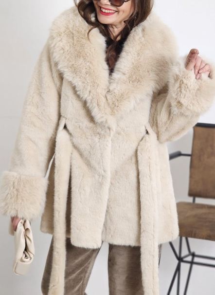 Belted Faux Fur Coat