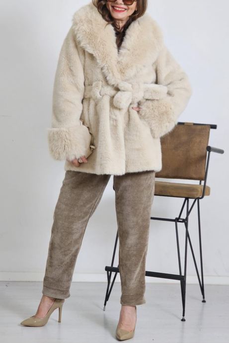 Belted Faux Fur Coat