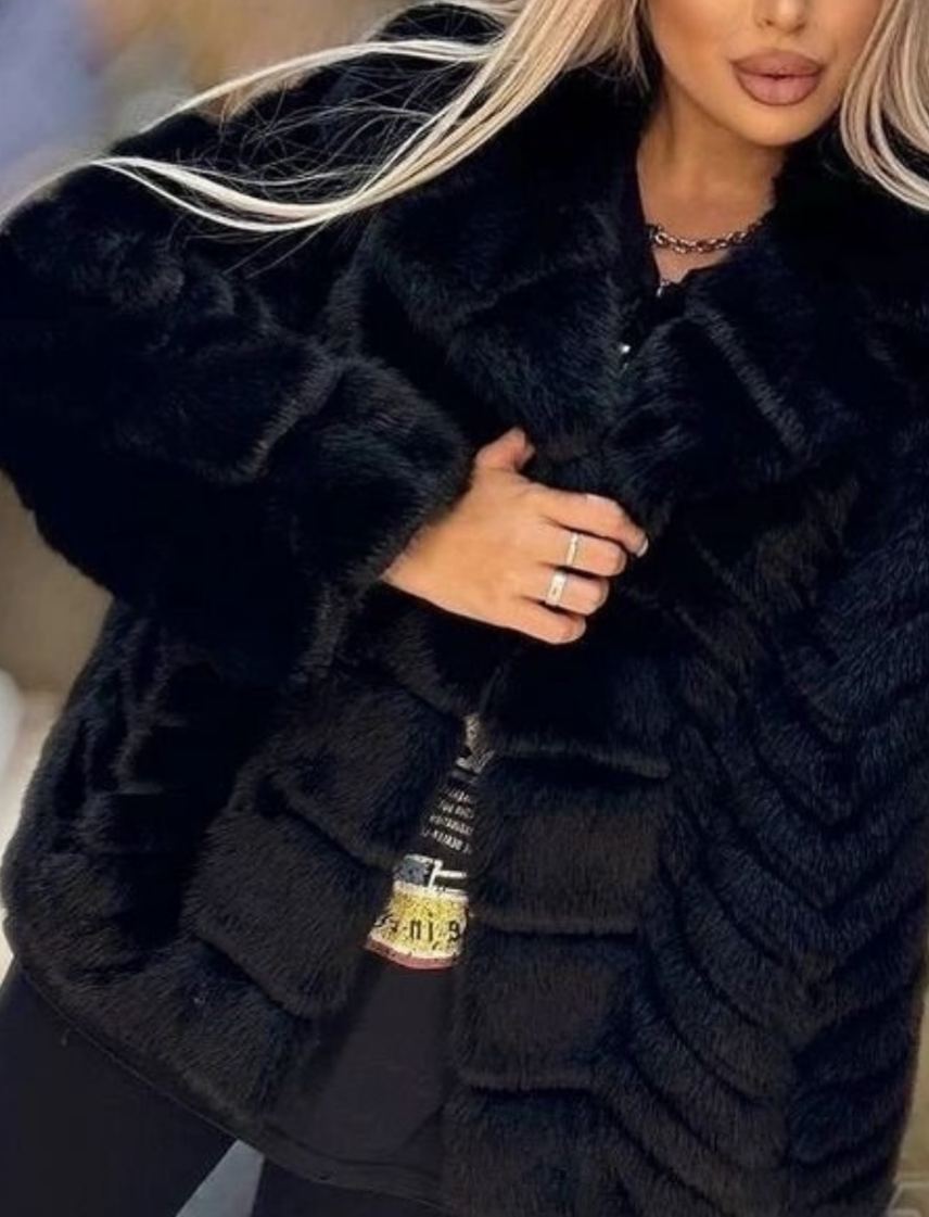Textured Faux Fur Jacket