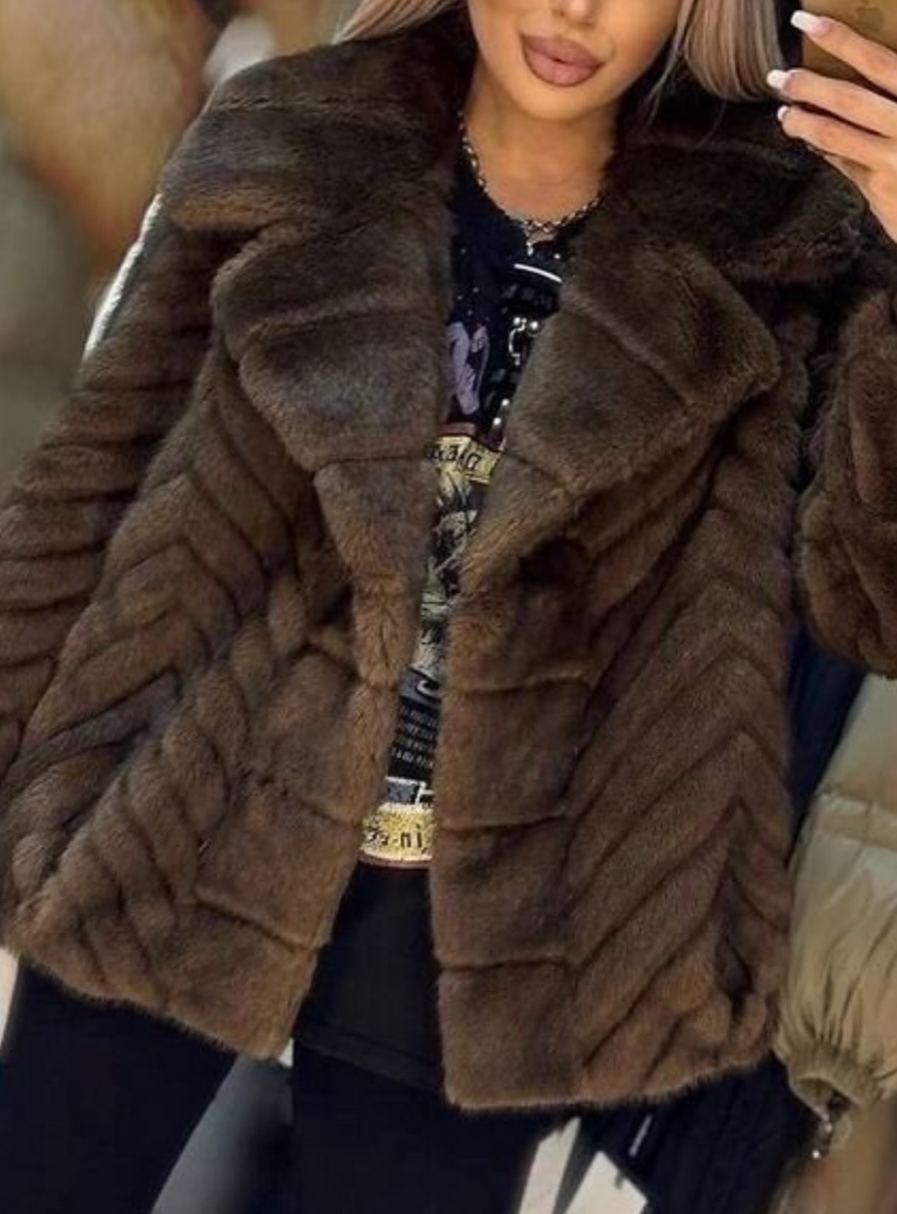 Textured Faux Fur Jacket