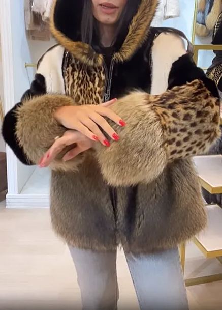 Patchwork Faux Fur Hooded Jacket