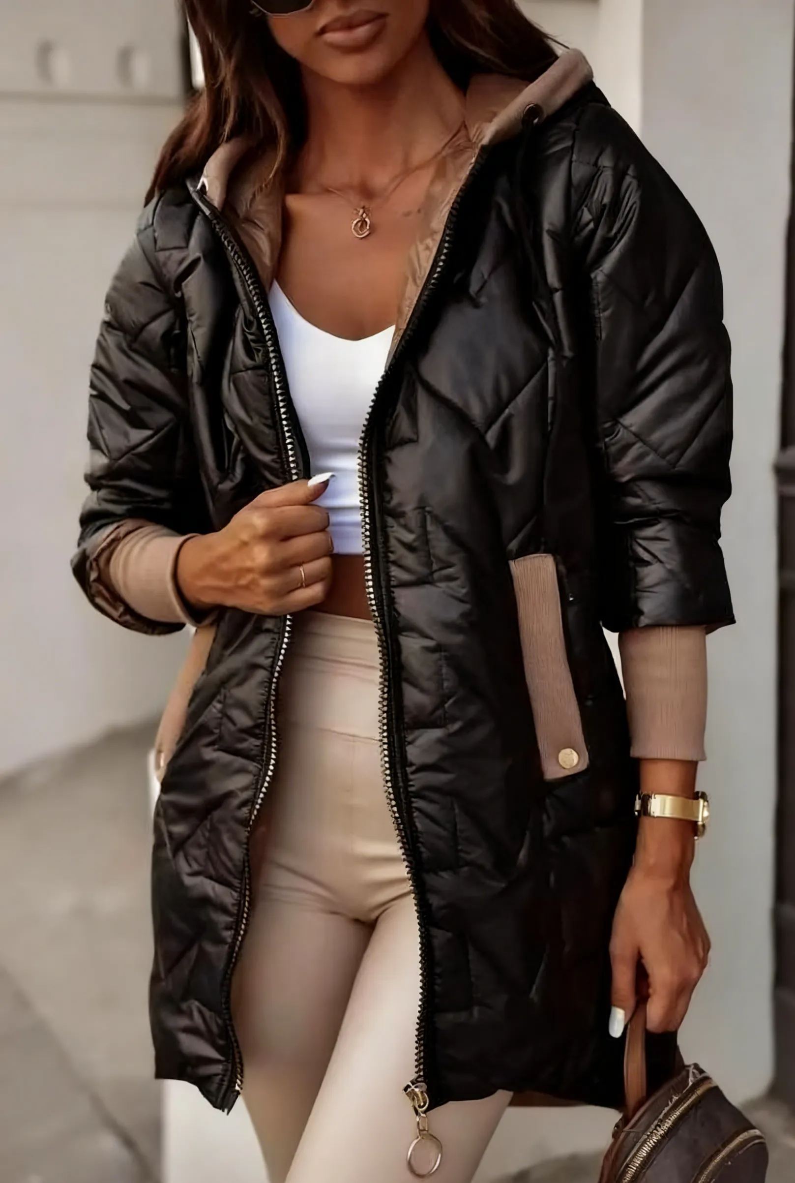 Quilted Puffer Jacket with Drawstring Hood