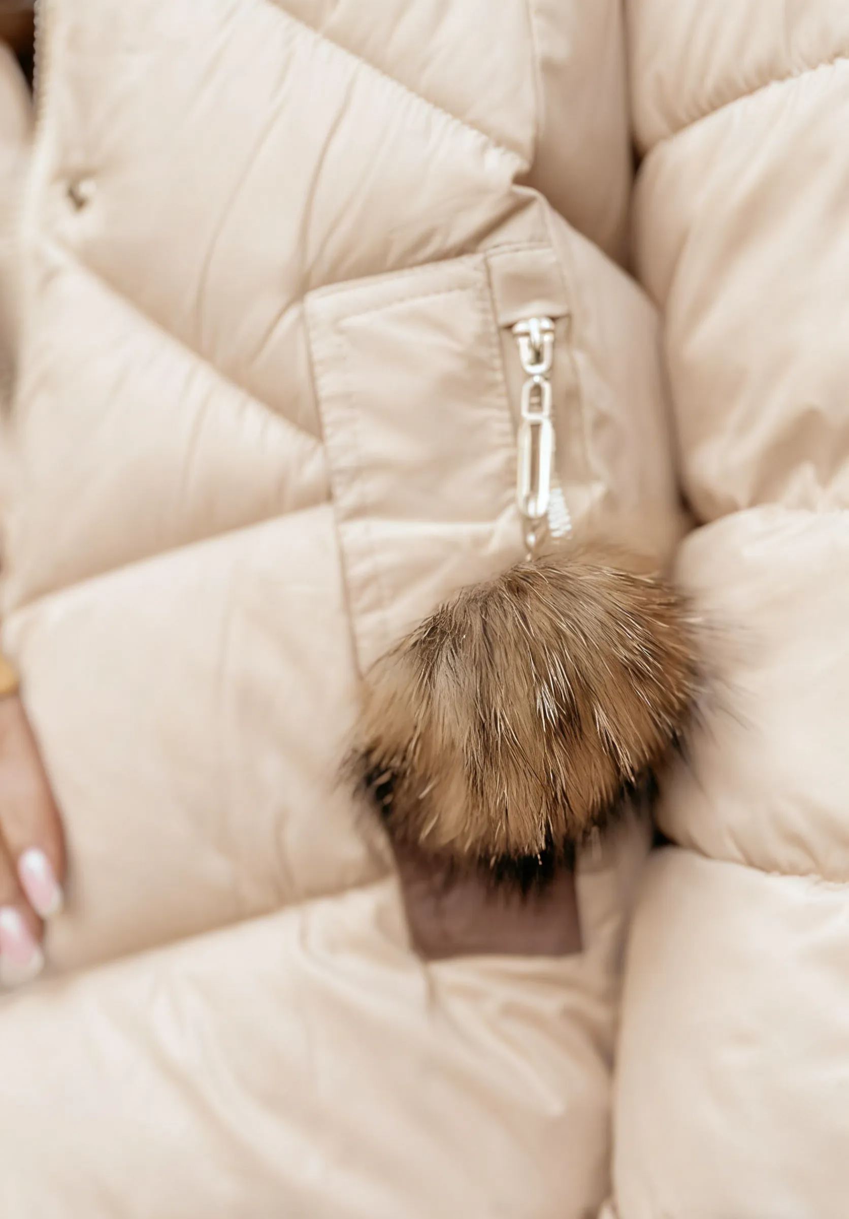 Black Quilted Fur Jacket