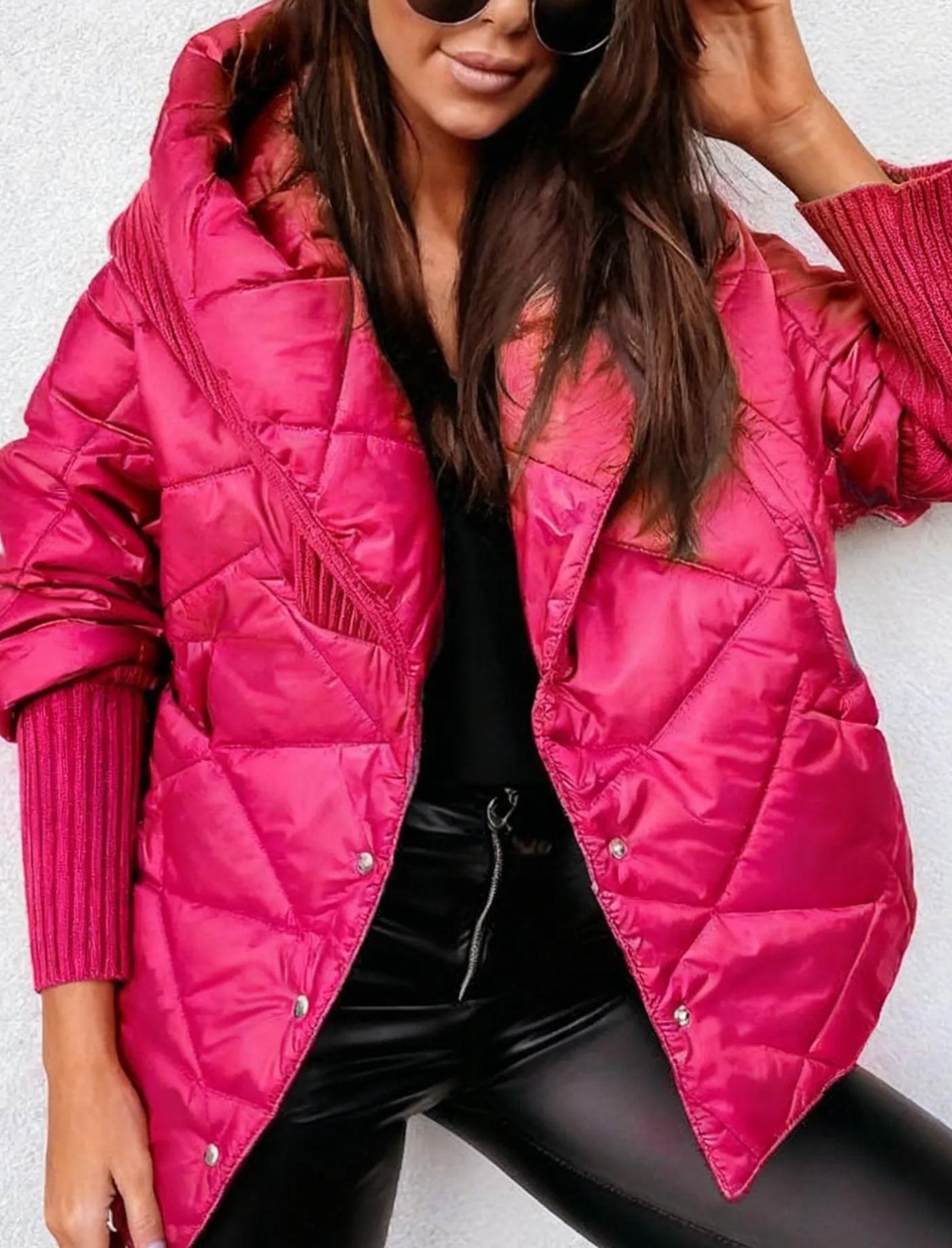 Burgundy Oversized Hooded Jacket