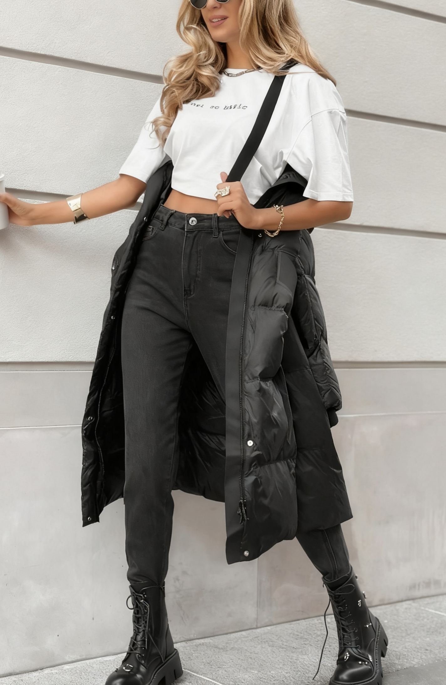 Black Long Quilted Hooded Down Jacket