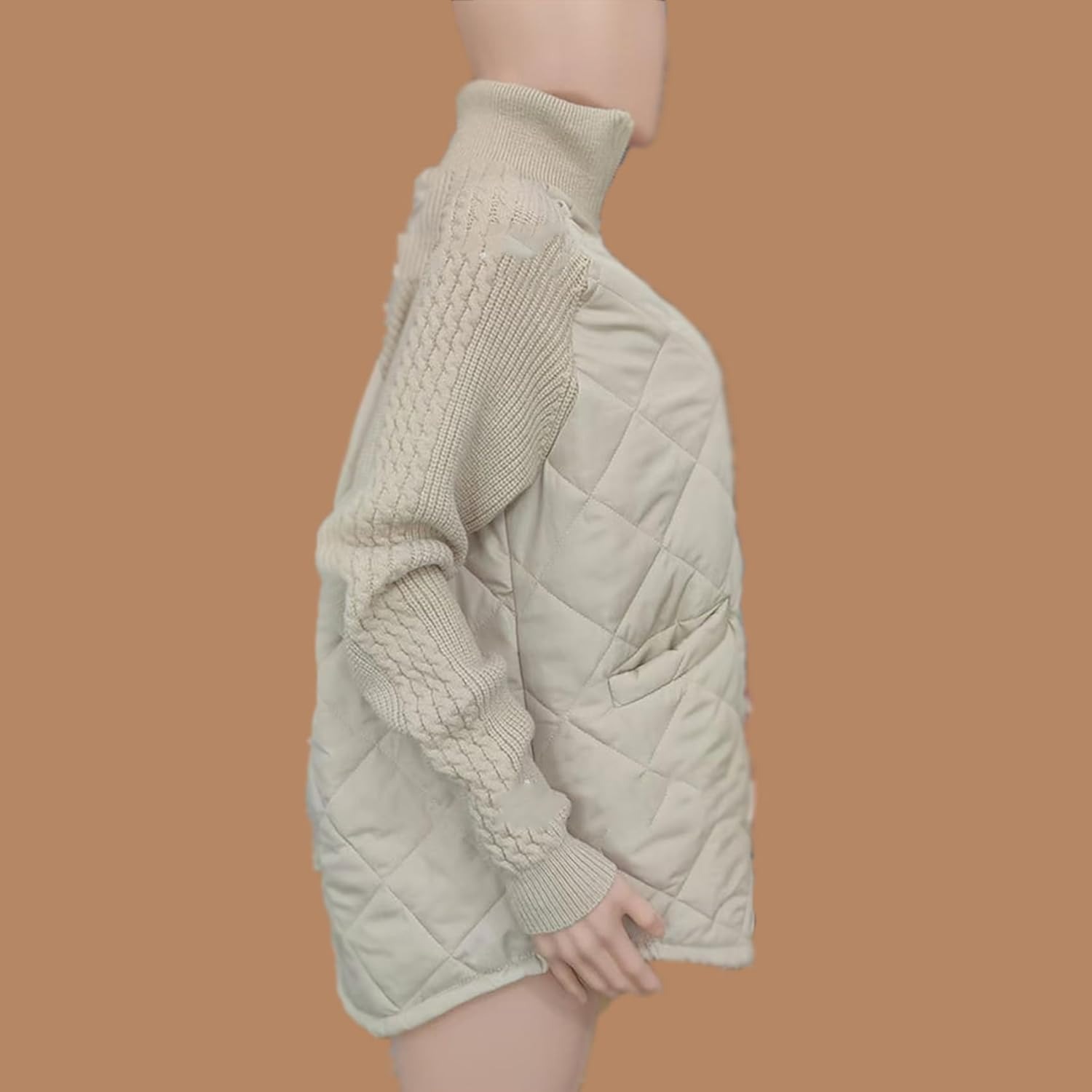 Knit Patchwork Puffer Jacket