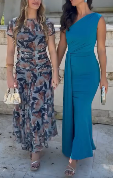 Short-Sleeve Printed Tiered Maxi Dress