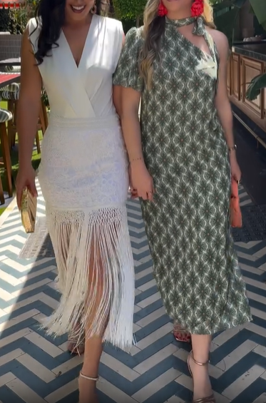 Lace Fringe V - Neck Dress