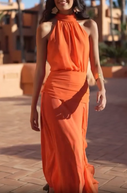 Halter Neck Slit Chiffon Dress