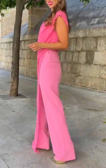 One-Shoulder Draped Jumpsuit