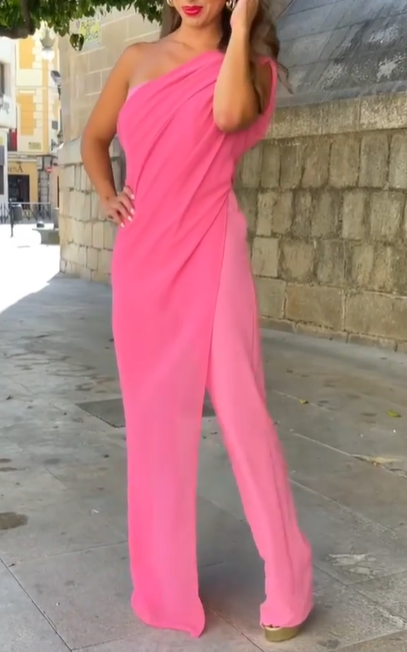One-Shoulder Draped Jumpsuit