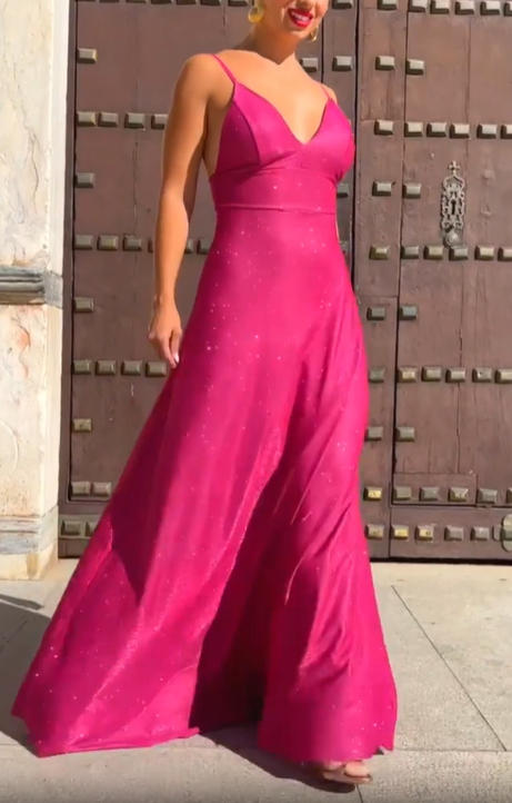 Glittering Deep V Maxi Dress