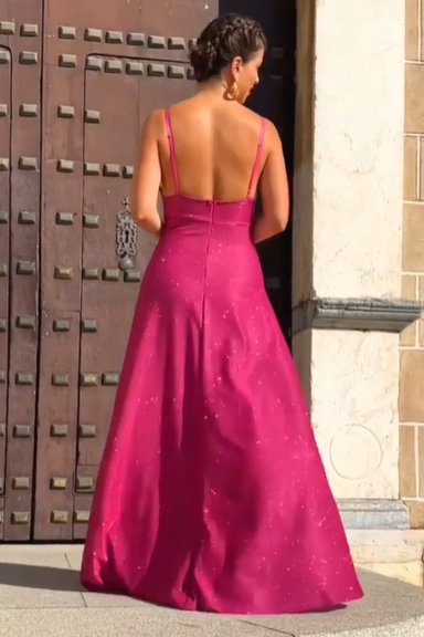 Glittering Deep V Maxi Dress