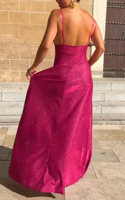 Glittering Deep V Maxi Dress