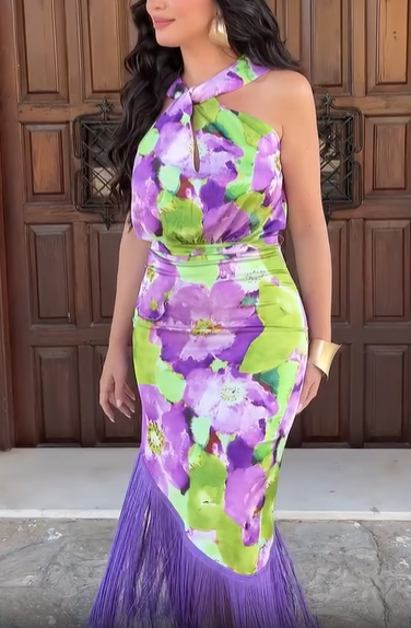 Strapless Fringe Belt Dress