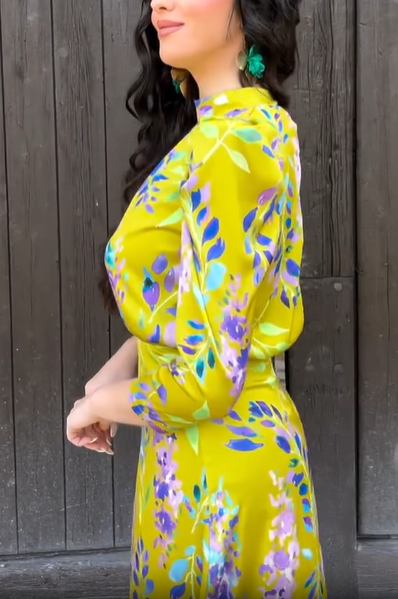 Floral Print Open - Back Midi Dress