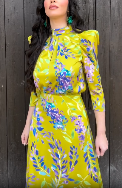 Floral Print Open - Back Midi Dress