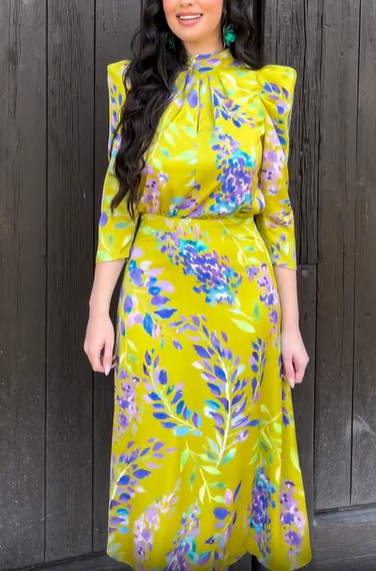 Floral Print Open - Back Midi Dress