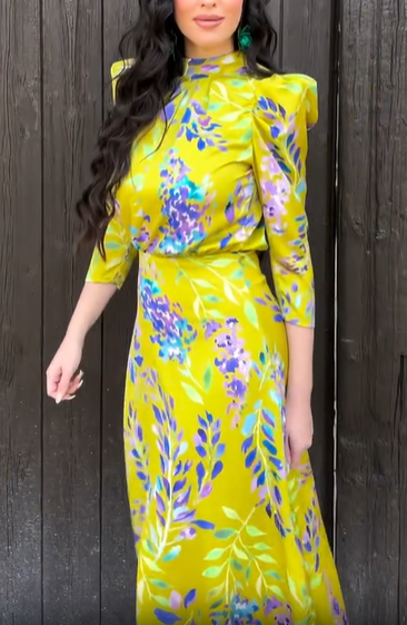 Floral Print Open - Back Midi Dress