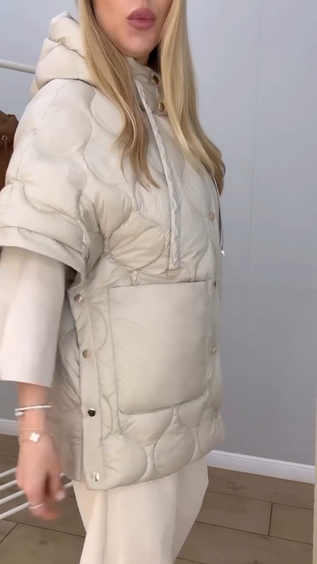 Elegant Beige Oversized Down Coat