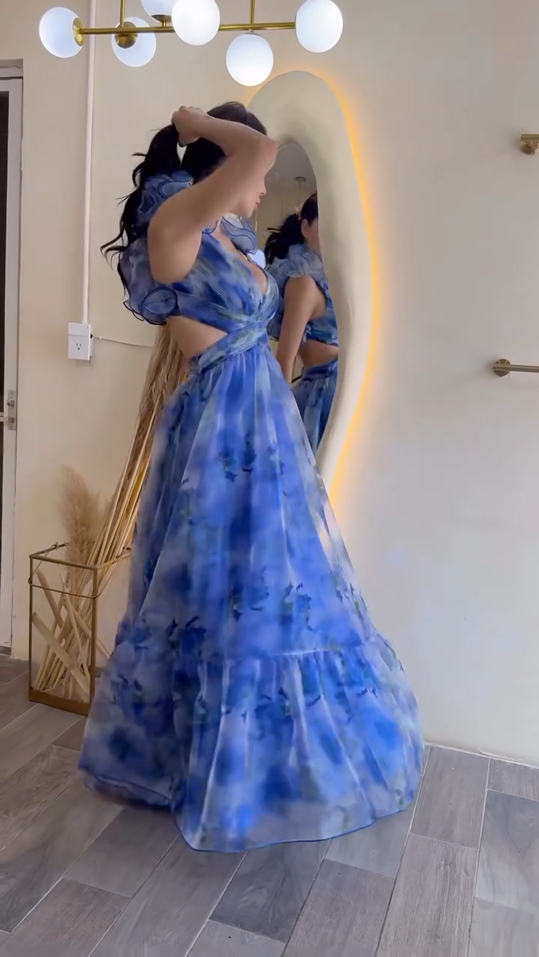 [Copy][Copy][Copy][Copy]One-Shoulder Floral Maxi Dress
