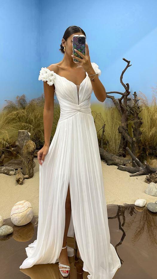 V-Neck Draped Design Dress