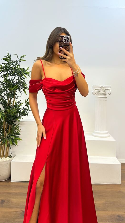 Back Detail Draped Evening Dress