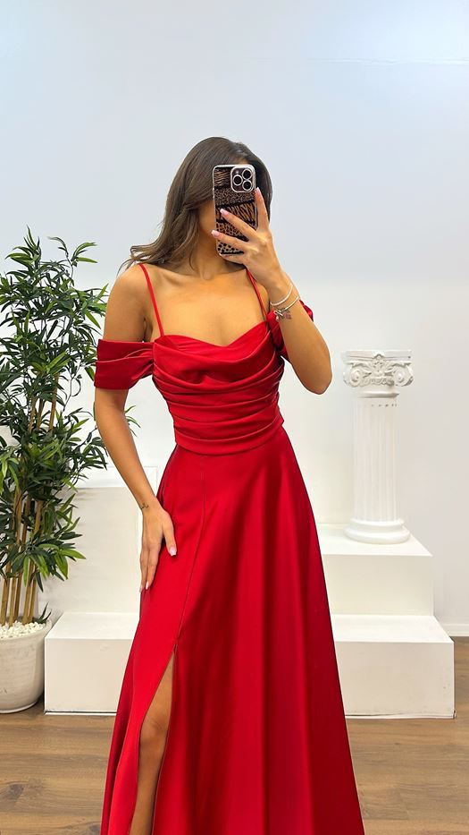 Back Detail Draped Evening Dress