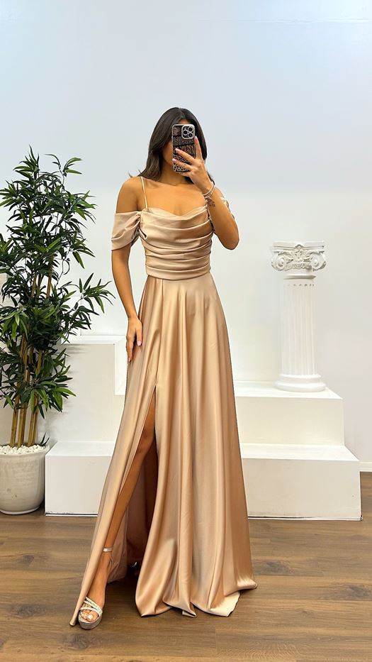 Back Detail Draped Evening Dress