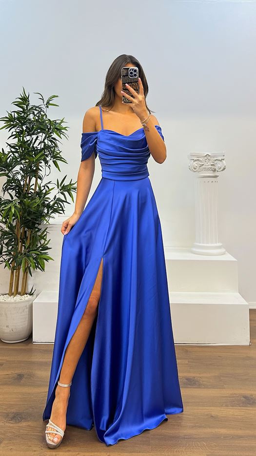 Back Detail Draped Evening Dress