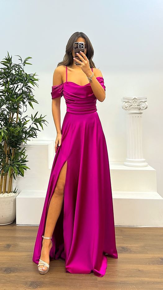 Back Detail Draped Evening Dress