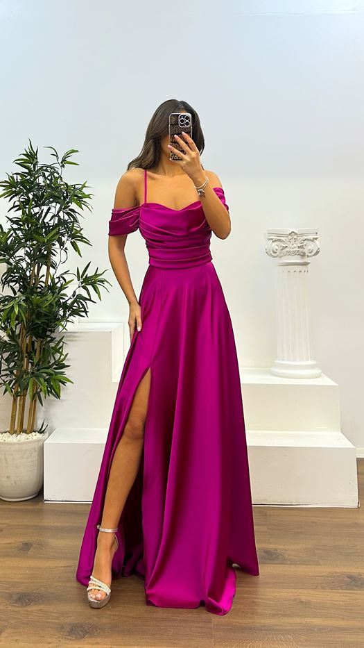 Back Detail Draped Evening Dress