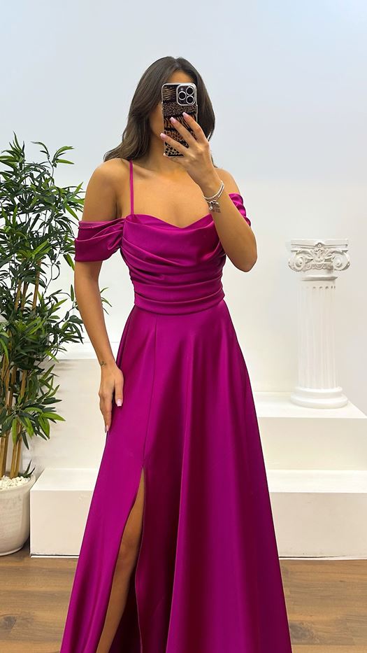Back Detail Draped Evening Dress