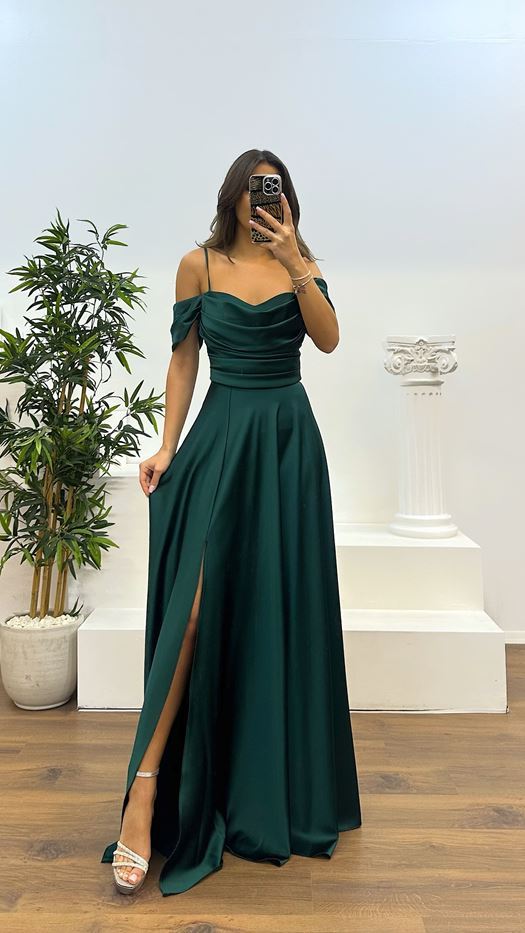 Back Detail Draped Evening Dress