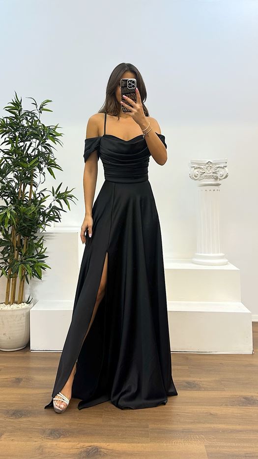Back Detail Draped Evening Dress