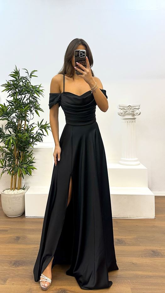 Back Detail Draped Evening Dress