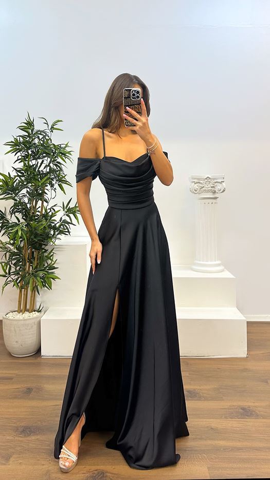 Back Detail Draped Evening Dress